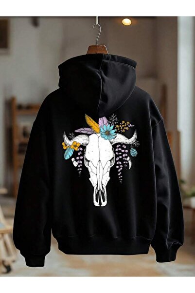 LAVİTTA هوديي كاو سكول فلاورز مطبوع للجنسين قصة فضفاضة