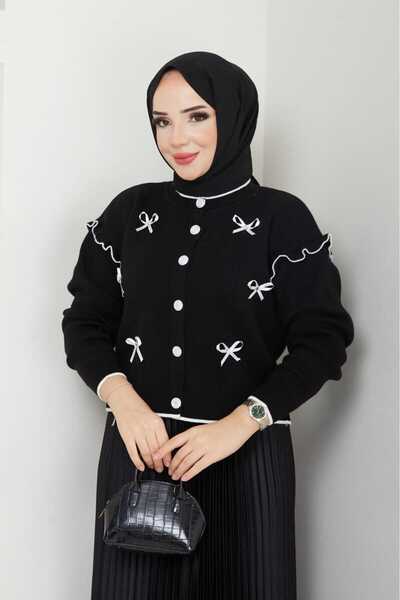 Blue Morpho Bow-Knot Knitwear Crop Cardigan Pleated Skirt Two-Piece Combination Set