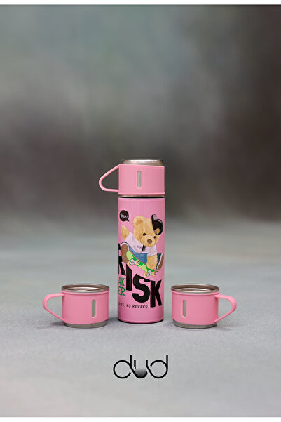 DUD Vacuum Flask Set Üç Bardaklı Kutulu Paslanmaz Çelik Termos Seti 500ML