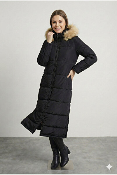 Vivezza Su İticii Nova Kumaş Kapşonlu Ray Desen Spor Kapitone Kaban 7052