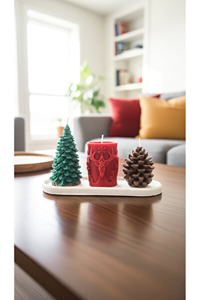 Raw Home Yılbaşı-Noel Konsept3 (3’lü) Yeni Yıl Mum Seti Kırmızı Sandal,Amber ...