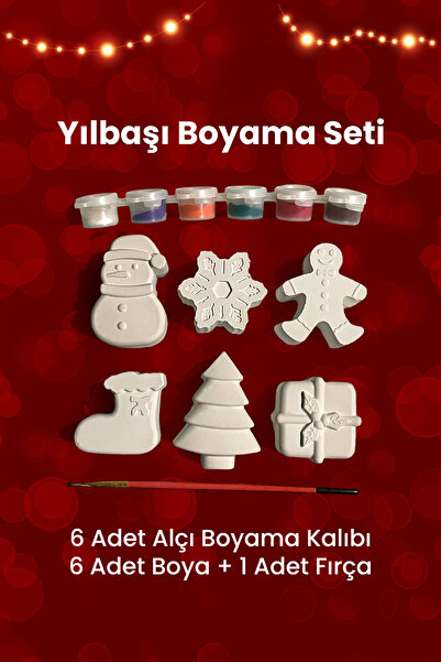 Jasmine Boyama Seti, Alçı kalıp, Yılbaşı, Ağaç, Kardan Adam, Kar, Kurabiye, Ç...