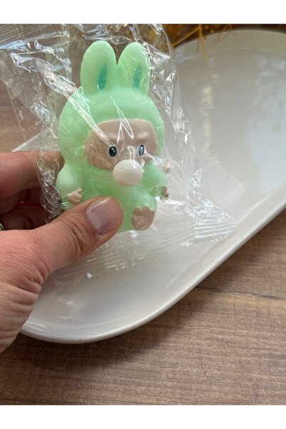 Blotch Plastic Chewing Gum Inflatable Soft Kawaii Green Color Labubu Squeezable Toy 9cm