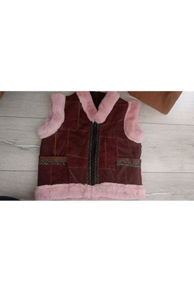 ErenAksesuar Genuine Lambskin and Sewn by Post Children's Leather Vest