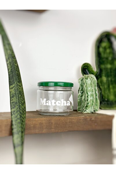Atölye Merdiven Glass Matcha Jar Decorative Spice Storage Jar Box with Whisk Pattern for Matcha Tea 300ml