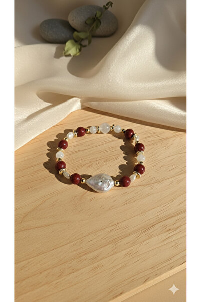 AURA سوار بتصميم حجر اللؤلؤ والمرجان والسيلينيت الطبيعي