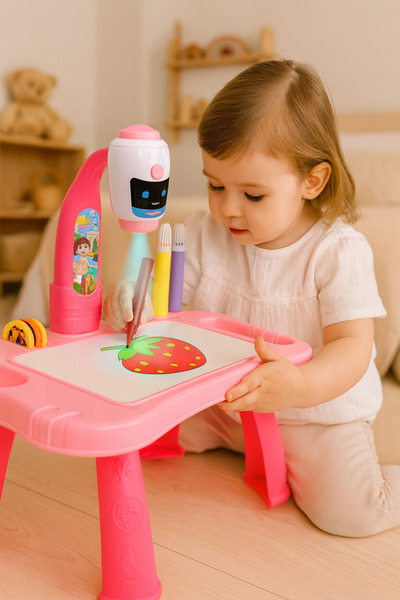 Bebelul Mini Proiector de Desen 2in1 Robot cu Masuta si Accesorii – ROZ