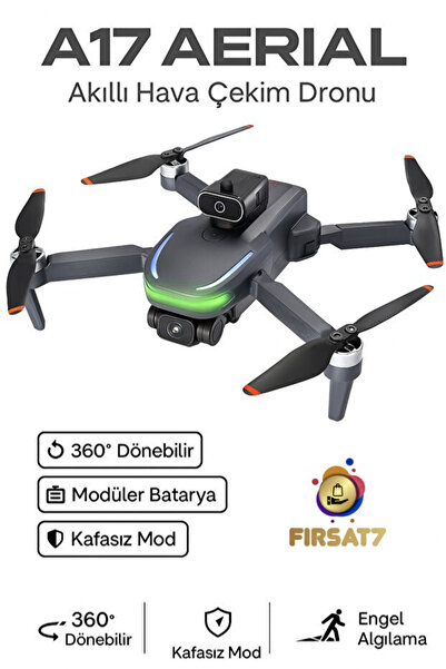Fırsat7 A17s AERİAL Drone 360° Engel Algılama HD Kamera 150Metre Uçuş, Fırçasız Katlanabilir Drone Çantalı