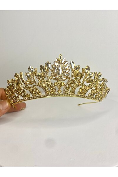 WOMEN 'S HEART Gold Diamond Stone Metal Bridal Crown & Birthday Crown