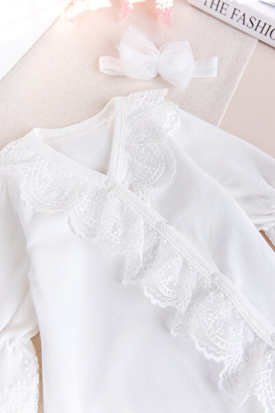 Babymod Lace-Trimmed 100% Cotton Baby Girl Romper