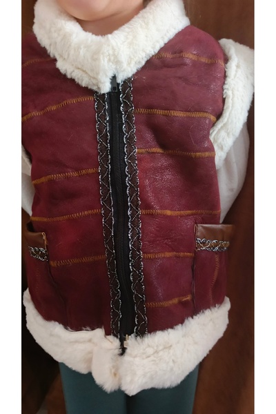 ErenAksesuar Genuine Lambskin and Sewn by Post Children's Leather Vest