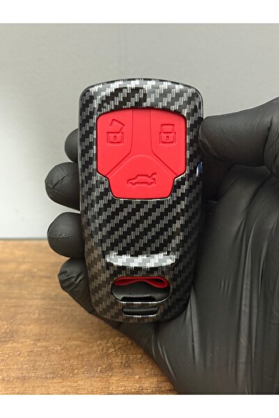 Luxe Aksesuarr Audi Smart New Model B9 A4 A5 Q5 Q7 3-Button Carbon Fiber Key ...