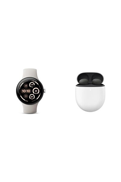 Google Paketi - Pixel Watch 3 (Cilalı Gümüş Alüminyum Kasa - Porselen Bant - ...