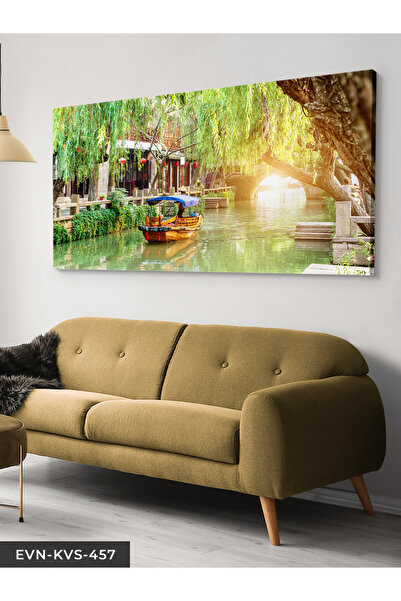 Evinemoda Irmak ve Kayık Tek Parça Kanvas - Canvas Tablo