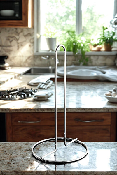 QCB GARAGE Metal Dik Havlu Peçetelik Krom – Standart ve Büyük Boy Rulo İçin U...