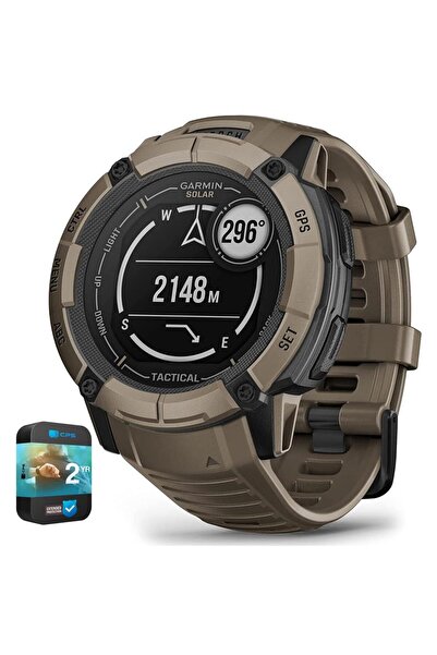 Garmin 010-02805-12 Instinct 2X Solar Dayanıklı GPS Smartwatch Taktik Sürümü Coyote Tan Paketi, 2 YR