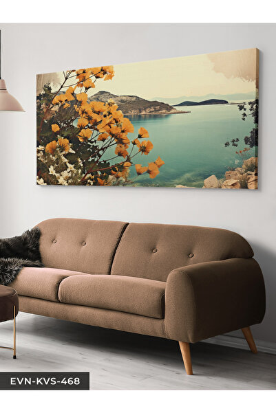 Evinemoda Pânză dintr-o singură bucată cu flori de mare și galbene - Pictură ...