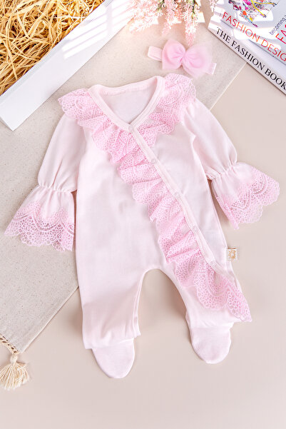 Babymod Lace-Trimmed 100% Cotton Baby Girl Romper