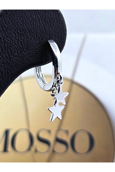 Mosso Steel أقراط فضية اللون من الفولاذ طراز Xuping Yıldız