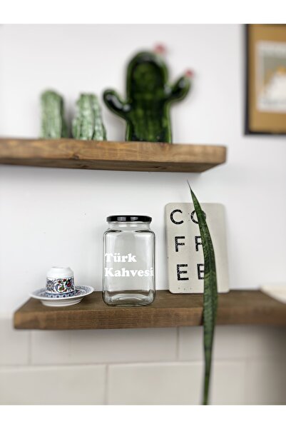 Atölye Merdiven Jar for Turkish Coffee Glass Decorative Food Storage Jar Coffee Jar Tea Sugar Jar with Coffee Label