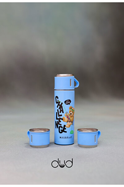 DUD Vacuum Flask Set Üç Bardaklı Kutulu Paslanmaz Çelik Termos Seti 500ML