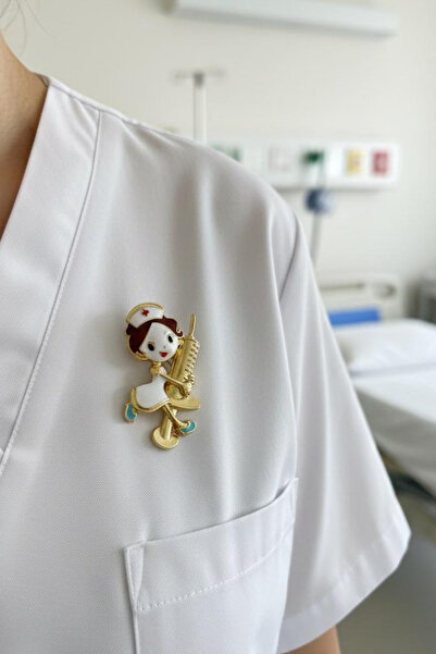 Jaida Moda Kadın İğneye Sarılan Hemşire Figürlü Meslek Broş
