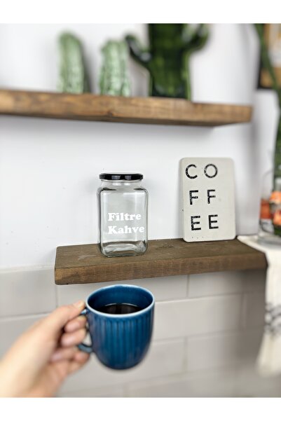Atölye Merdiven Jar for Filter Coffee Glass Decorative Pantry Coffee Jar Tea Sugar Jar Coffee with Label