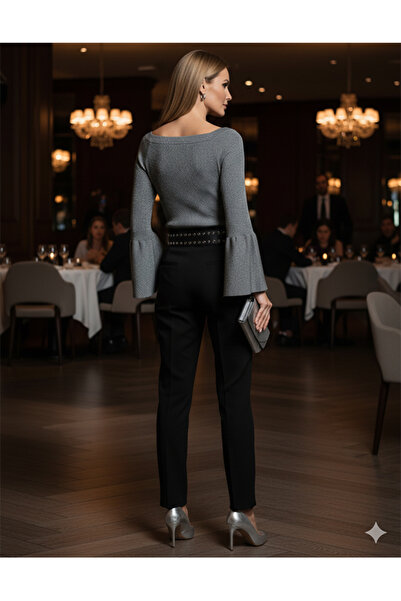 Namaste Vintage Silver Color Glittery Wide Sleeve Stylish Blouse