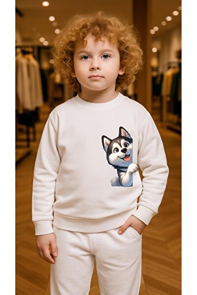 playwear Hanorac pentru copii cu imprimeu SIBERIAN WOLF pentru fete și băieți...