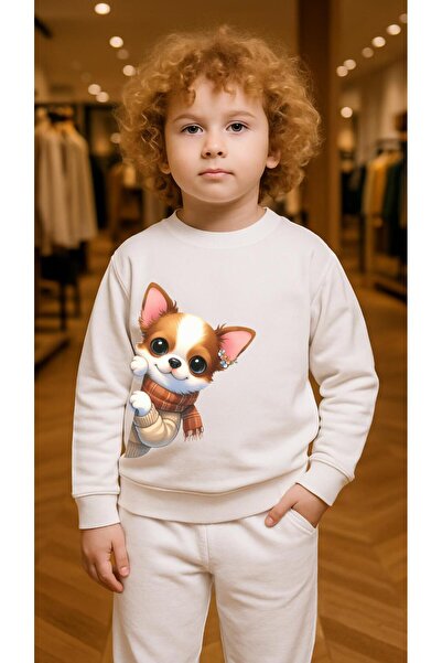 playwear Παιδικό Φούτερ Σετ Ρούχων MASTİ με Στάμπα για Κορίτσια και Αγόρια, Λ...
