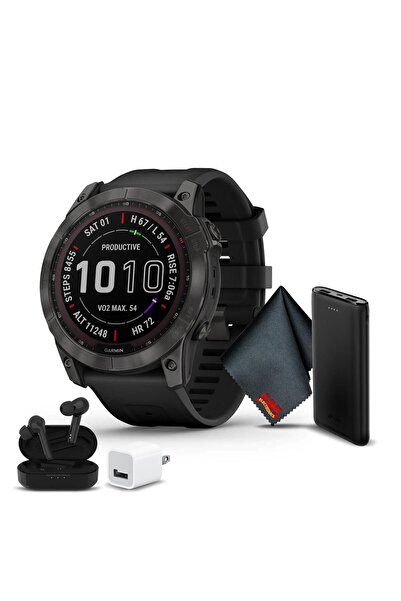 Garmin Fenix 7X Pro Sapphire Solar Edition 51MM GPS Akıllı Saat Dahili El Feneri, Karbon Gri DLC T