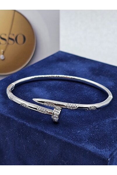 Mosso Steel Zircon Stone Nail Model Silver Color Steel Bracelet