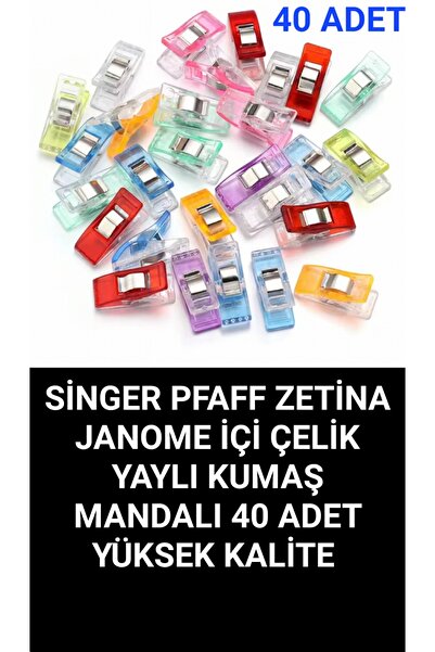 Swart Singer Zetina Pfaff Janome içi çelik yaylı 40 adet kumaş mandalı