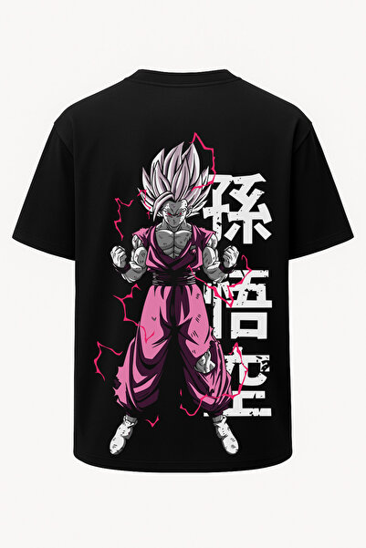 nirvoda Oversized Dragon Ball Son Gohan Printed T-Shirt - Large Print - Wide Cut