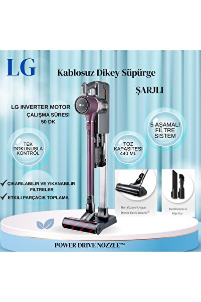 LG 5 Aşamalı Filtre Sitemli Kuru Temizleme Kablosuz Dikey Süpürge