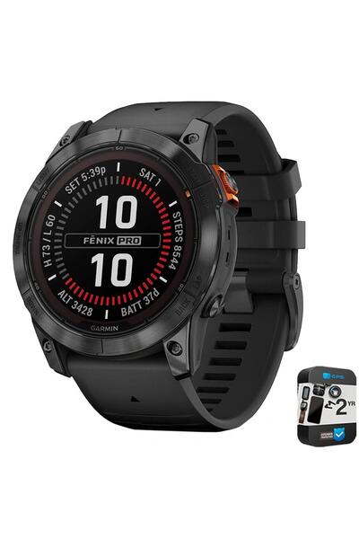 Garmin Fenix 7X Pro Solar, Cam, Barut Grisi Çelik, 2 Yıllık Gelişmiş Koruma P...