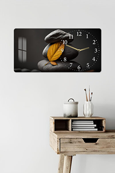 kutuTR 3D Görünümlü 2D UV Baskı Yatay Temperli Cam Saat Tablo 60x30Cm – Zen T...