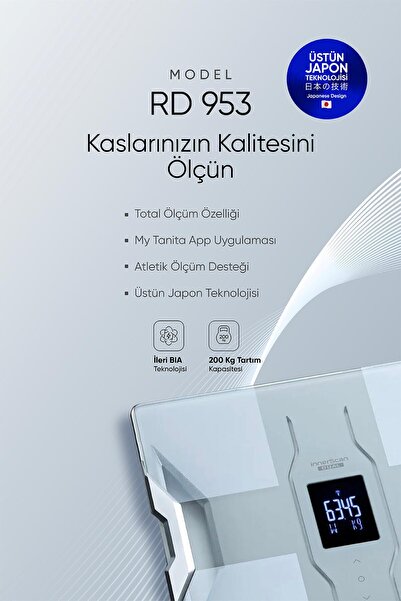 Genel Markalar Rd 953 White Bluetooth Aile Vücut Analiz Tartısı Yağ, Sıvı, Ka...