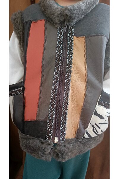 ErenAksesuar Genuine Lambskin and Sewn by Post Children's Leather Vest