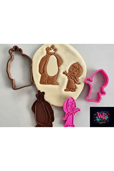 WLS studio قالب بسكويت على شكل الدب الكبير وماشا وأداة تشكيل عجينة السكر