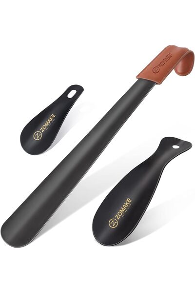 ZOMAKE مجموعة من 3 قطع من لبيسة الأحذية المعدنية (42/19/10 سم) بمقبض طويل، صغ...