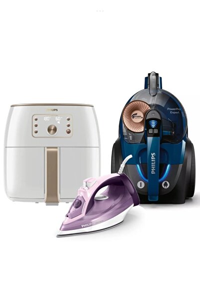 Philips Avantajlı Sevgililer Günü Seti 3’lü Ekonomik Set XXL Airfryer+Buharlı Ütü+ PowerPro Süpürge