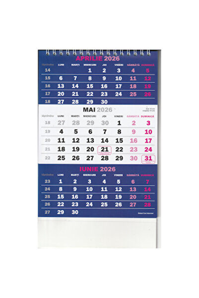 Global Calendar de birou triptic, 12 file,