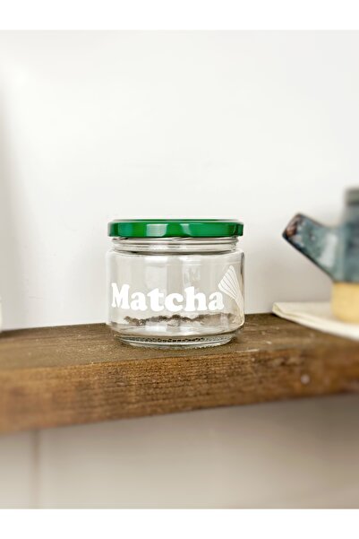 Atölye Merdiven Glass Matcha Jar Decorative Spice Storage Jar Box with Whisk Pattern for Matcha Tea 300ml