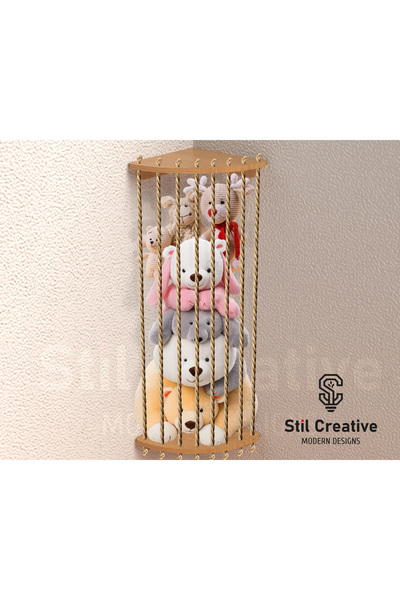 StilCreative Stil Creative Dekoratif Ahşap Köşe Peluş Oyuncak Rafı - Montesso...