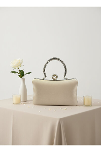 Wedding Fashion Ten Nude Pearl and Crystal Embroidered Glitter Satin Evening Dress Bag Wedding Engagement Graduation