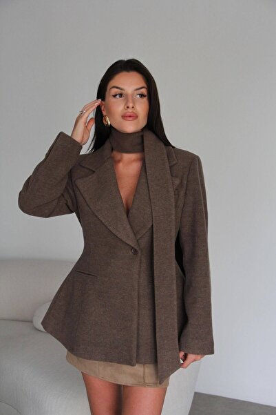 Berf Premium Design Cashmere Jacket with Shawl Detail (Belted) and Lining