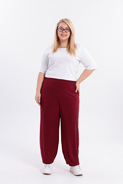 HELVEYS Special Design Flexible Stretch Fabric Plus Size Trousers with Elastic Waist and Leg Detail 5022