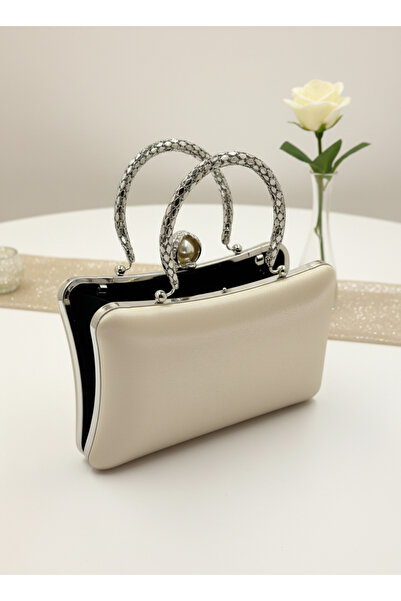 Wedding Fashion Ten Nude Pearl and Crystal Embroidered Glitter Satin Evening Dress Bag Wedding Engagement Graduation