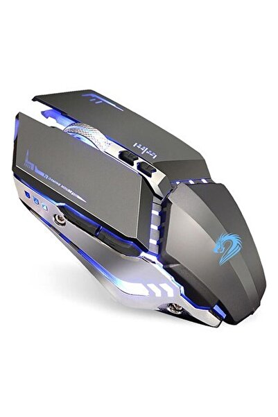 TENMOS T12 Kablosuz Oyun Mouse Şarj Edilebilir, 2.4g Sessiz Optik - Gri